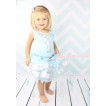 Light Blue Baby Pettitop Sparkle Silver Grey Lacing & 1st Sparkle White Birthday Number Print & Light Blue Sparkle Silver Grey Trimmed Newborn Pettiskirt NG1870